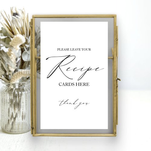 Elegant Minimalist Bridal Shower Recipe Card Sign