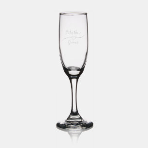 Elegant Minimalist Bride and Groom Names and Heart Champagne Flute