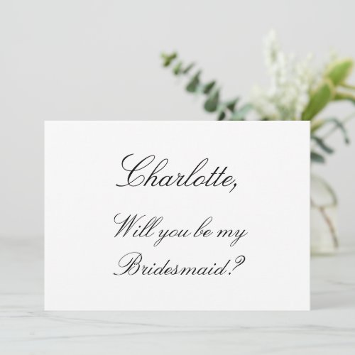 Elegant Minimalist Bridesmaid Proposal Card