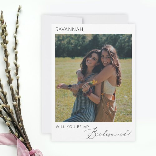 Elegant Minimalist Bridesmaid Proposal Photo Invitation