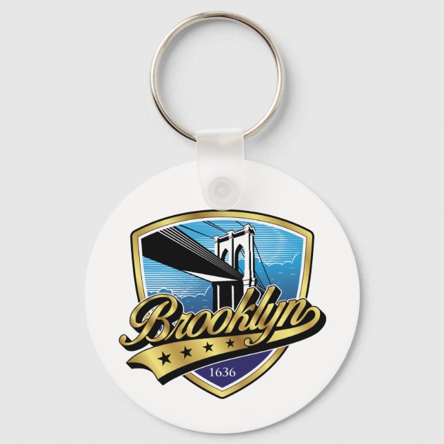 Elegant Minimalist Brooklyn Logo Design Keychain (Front)