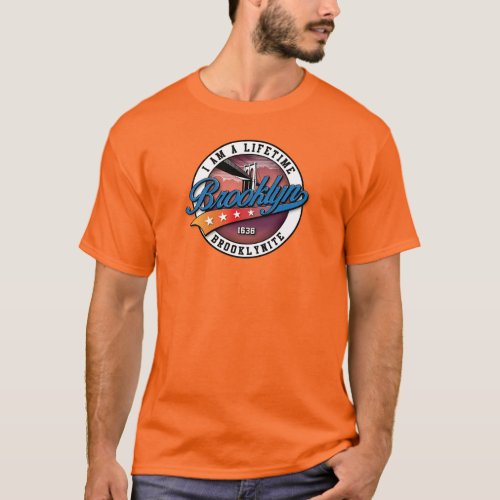 Elegant Minimalist Brooklyn Logo Design Orange T_Shirt