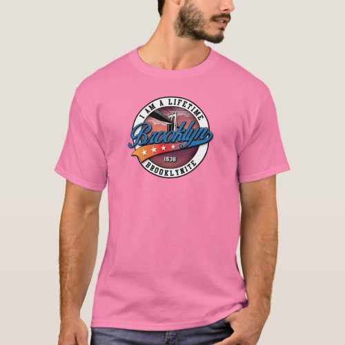 Elegant Minimalist Brooklyn Logo Design Pink T_Shirt