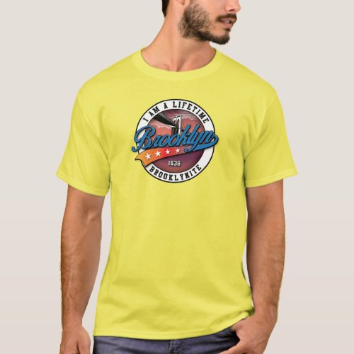 Elegant Minimalist Brooklyn Logo Design Yellow T_Shirt