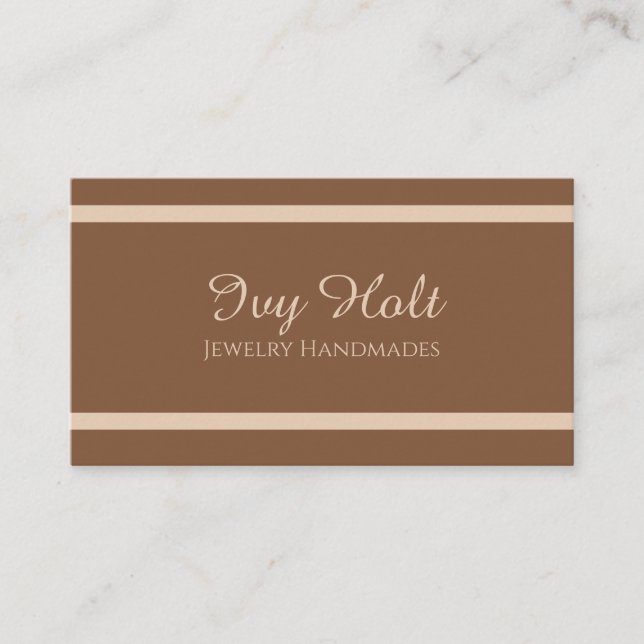 Elegant Minimalist Brown Beige Jewelry QR Code  Business Card (Front)