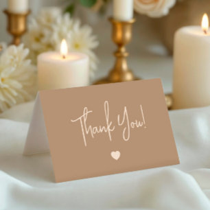 Elegant Minimalist Brown Gender Reveal Letterpress Thank You Card