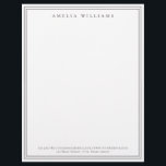 Elegant Minimalist Brown Two Border Letterhead<br><div class="desc">Create your own personalized letterhead with elegant chic typography name and two border lines in brown color.</div>