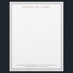 Elegant Minimalist Brown Two Border Letterhead<br><div class="desc">Create your own personalized letterhead with elegant chic typography name and two border lines in brown color.</div>