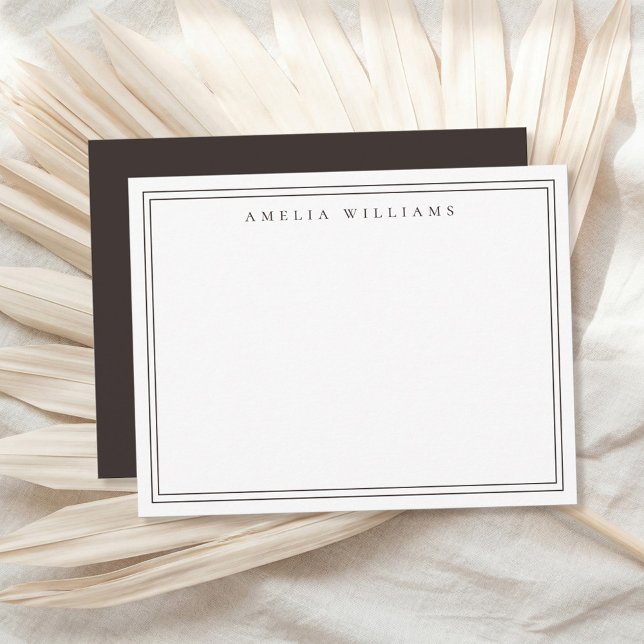 Elegant Minimalist Brown Two Border Note Card (Creator Uploaded)