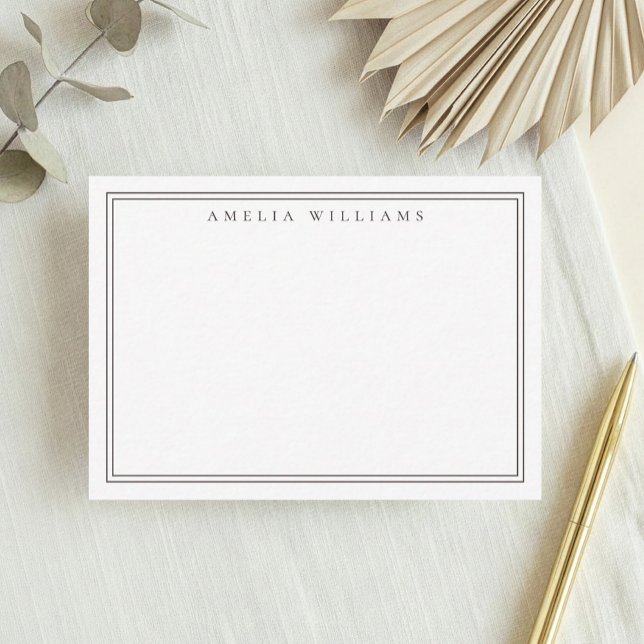 Elegant Minimalist Brown Two Border Note Card (Creator Uploaded)