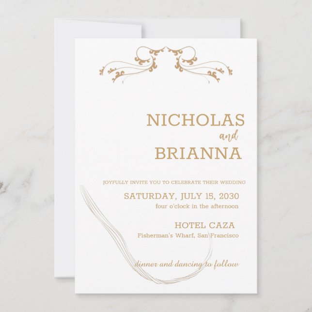 Elegant Minimalist Brown Wedding Invitation (Front)