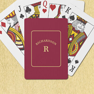 Elegant Minimalist Burgundy Gold Bridge Solitaire Poker Cards
