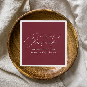 Elegant Minimalist Burgundy Graduation Napkins