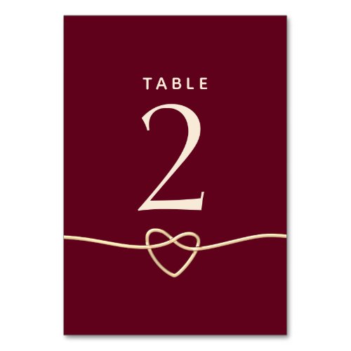 Elegant Minimalist Burgundy Table Number