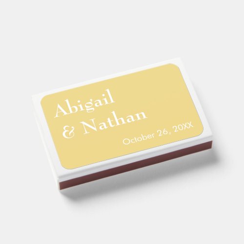 Elegant Minimalist Butter Yellow Wedding Favor Matchboxes