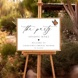 Elegant Minimalist Butterfly Bridal Shower Sign