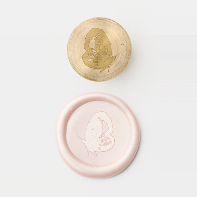 Elegant Minimalist Butterfly Spring Summer Wax Seal Stamp (Stamped)