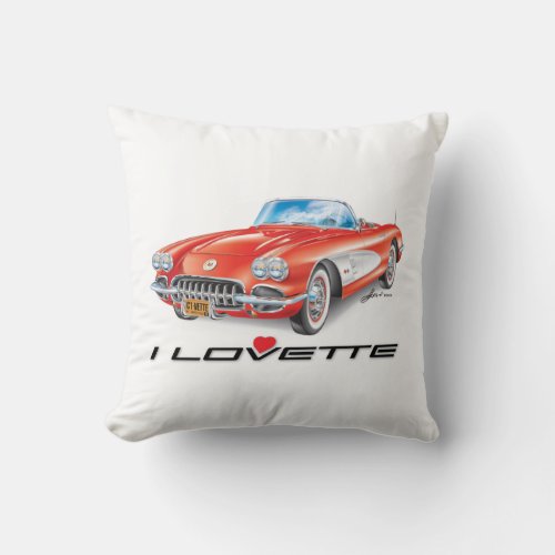 Elegant Minimalist C1 Vette I LOVETTE Design Throw Pillow