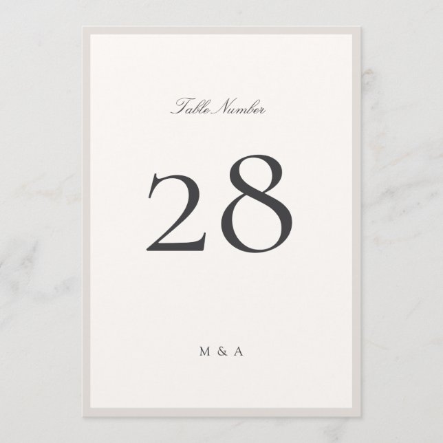 Elegant Minimalist Calligraphy 5 x 7 Table Number (Front)