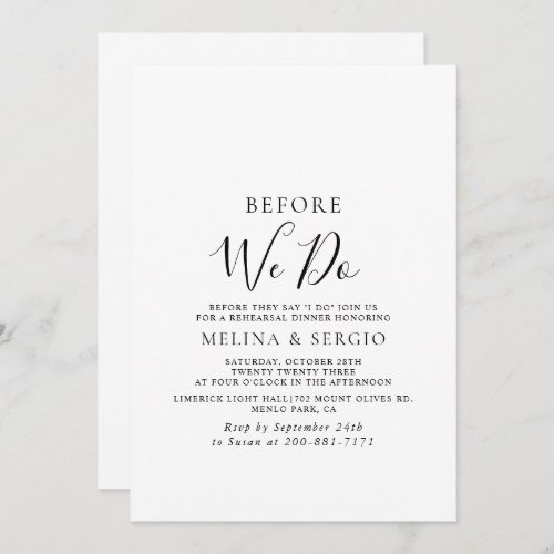 Elegant Minimalist Calligraphy Before We Do Invitation