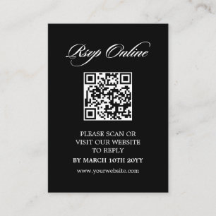 Elegant Minimalist Calligraphy Black Wedding RSVP Enclosure Card