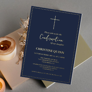 Elegant Minimalist Calligraphy Blue Confirmation Foil Invitation