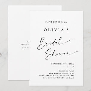 Elegant Minimalist Calligraphy Bridal Shower Invitation