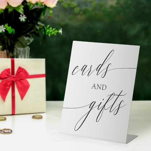 Elegant Minimalist Calligraphy Cards Gifts Wedding Pedestal Sign (Creator Uploaded)
