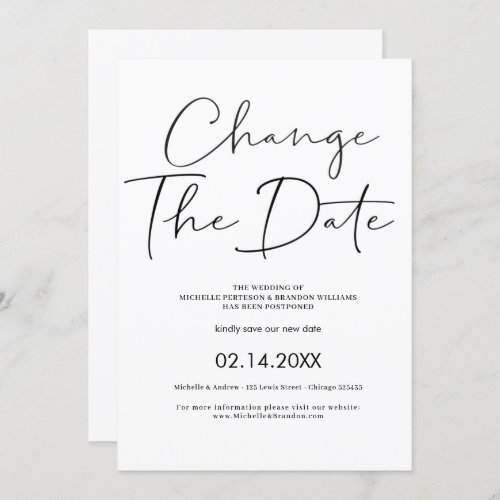 Elegant Minimalist Calligraphy Change The Date Invitation