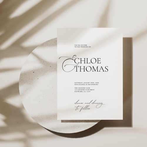 Elegant Minimalist Calligraphy Classic Wedding Invitation