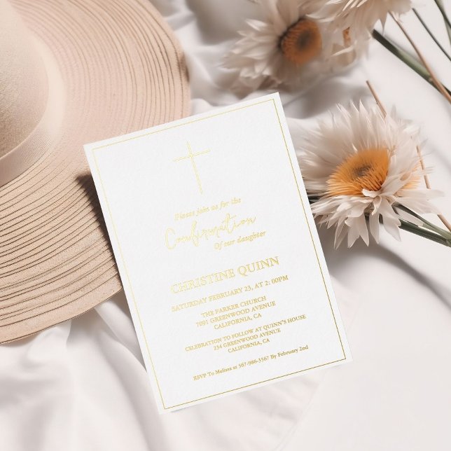 Elegant Minimalist Calligraphy Confirmation Foil Invitation (Creator Uploaded)