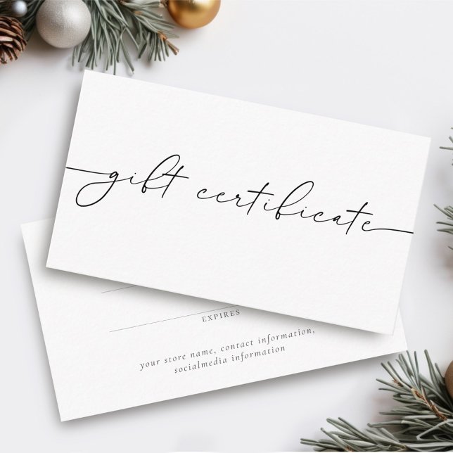 Elegant Minimalist Calligraphy Gift Certificate (Creator Uploaded)