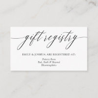 Elegant Minimalist Calligraphy Gift Registry Enclosure Card