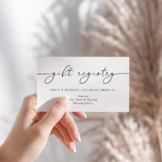 Elegant Minimalist Calligraphy Gift Registry Enclosure Card