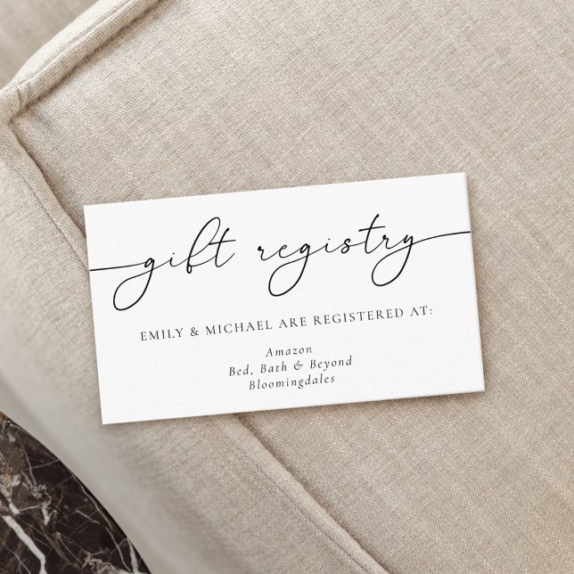 Elegant Minimalist Calligraphy Gift Registry Enclosure Card (Creator Uploaded)