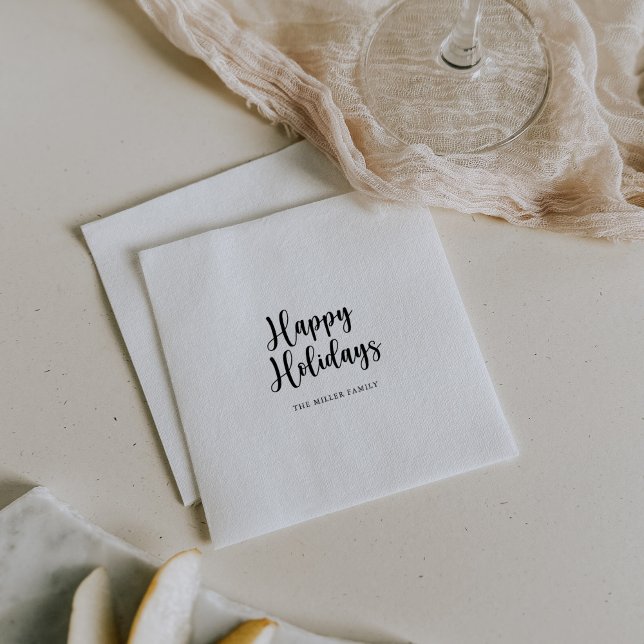 Elegant Minimalist Calligraphy Happy Holidays Napkins (Creator Uploaded)
