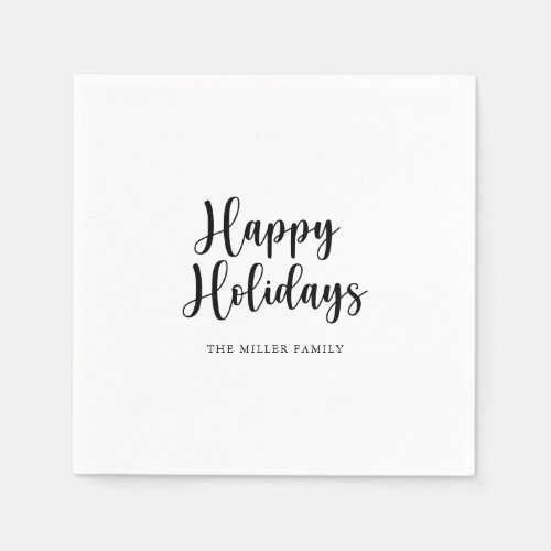 Elegant Minimalist Calligraphy Happy Holidays Napkins