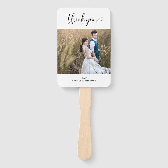 Elegant Minimalist Calligraphy Photo Simple Clean Hand Fan (Front)