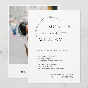 Elegant Minimalist Calligraphy Rehearsal Dinner Invitation