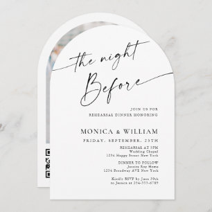 Elegant Minimalist Calligraphy Rehearsal Dinner Invitation