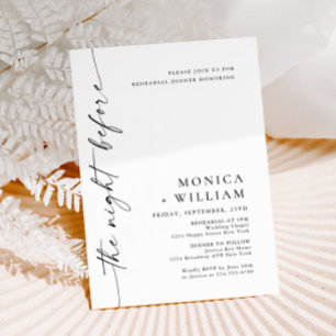 Elegant Minimalist Calligraphy Rehearsal Dinner Invitation