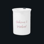 Elegant Minimalist Calligraphy Rose Gold White Beverage Pitcher<br><div class="desc">This product was very good and I love how easy it is for customize design. The design was very simple so I'm very pleased when I create.</div>