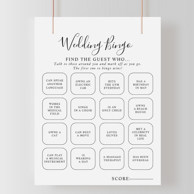 Elegant Minimalist Calligraphy Wedding Bingo Game (Creator Uploaded)