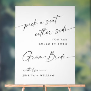 Elegant Minimalist Calligraphy Wedding Ceremony Acrylic Sign