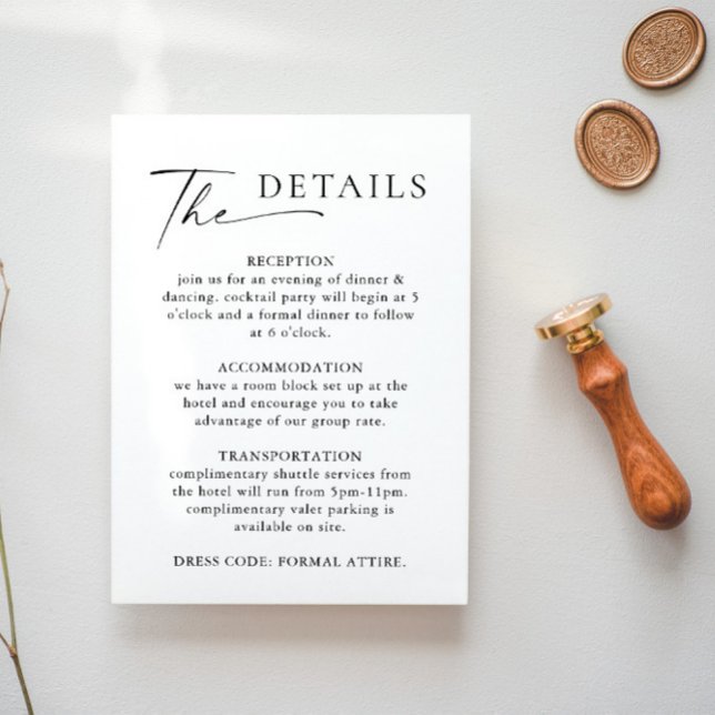 Elegant Minimalist Calligraphy Wedding Details Enclosure Card (Creator Uploaded)