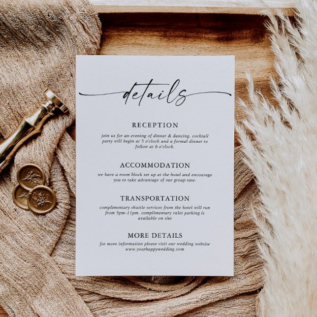 Elegant Minimalist Calligraphy Wedding Details Enclosure Card (Creator Uploaded)