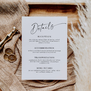 Elegant Minimalist Calligraphy Wedding Details Enclosure Card