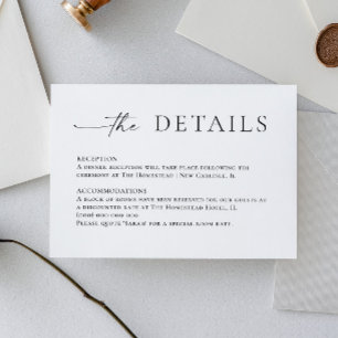 Elegant Minimalist Calligraphy Wedding Details Enclosure Card