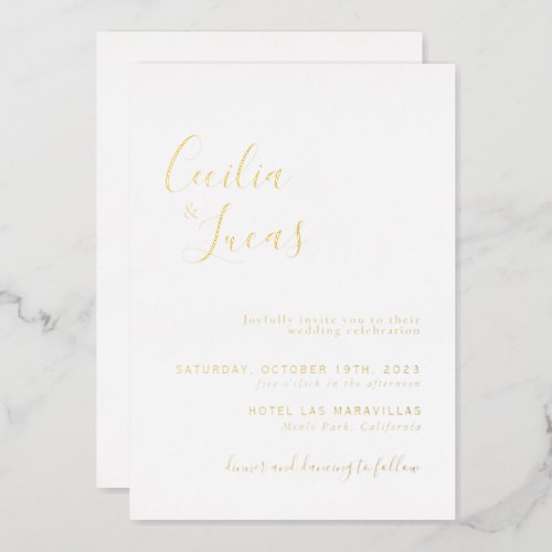 Elegant Minimalist Calligraphy Wedding Foil Invitation