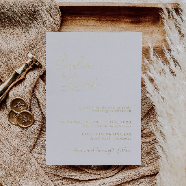 Elegant Minimalist Calligraphy Wedding Foil Invitation (Creator Uploaded)